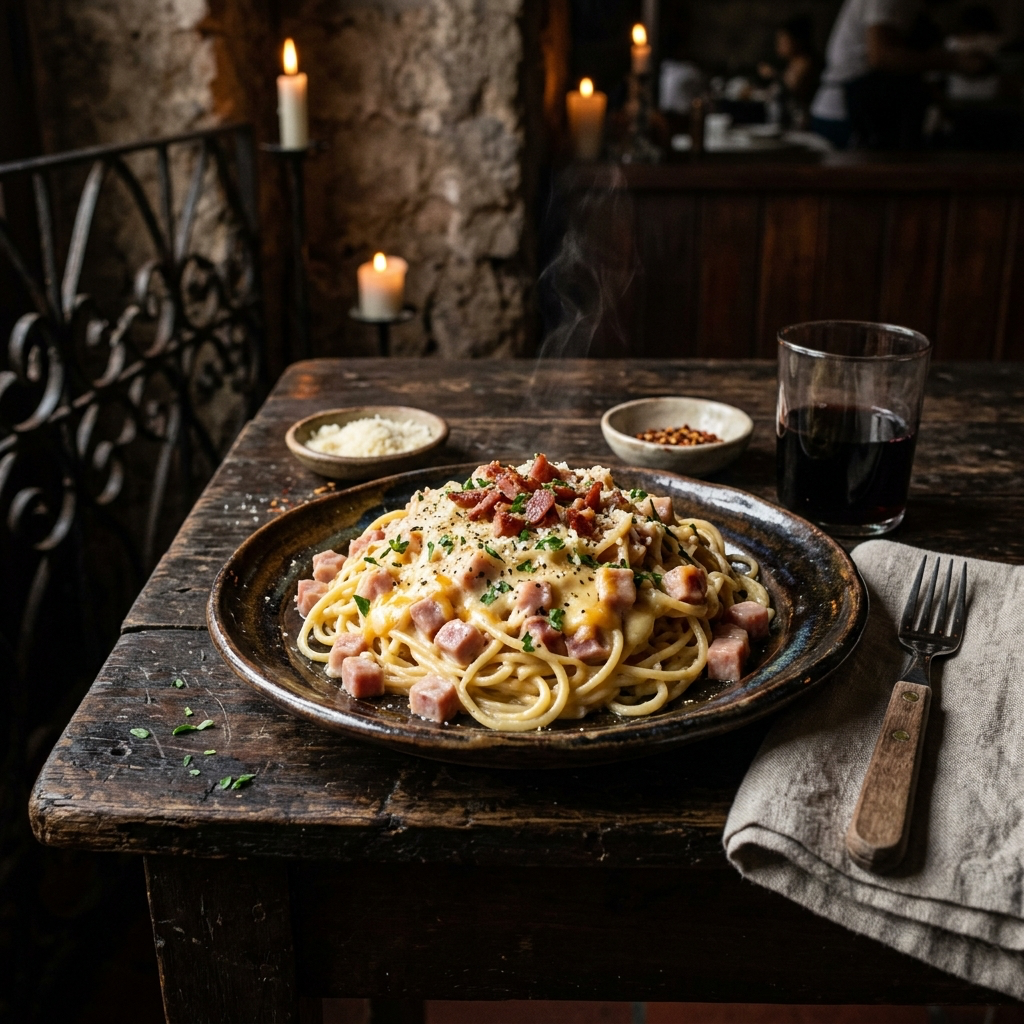 Espagueti de Jamón y Queso